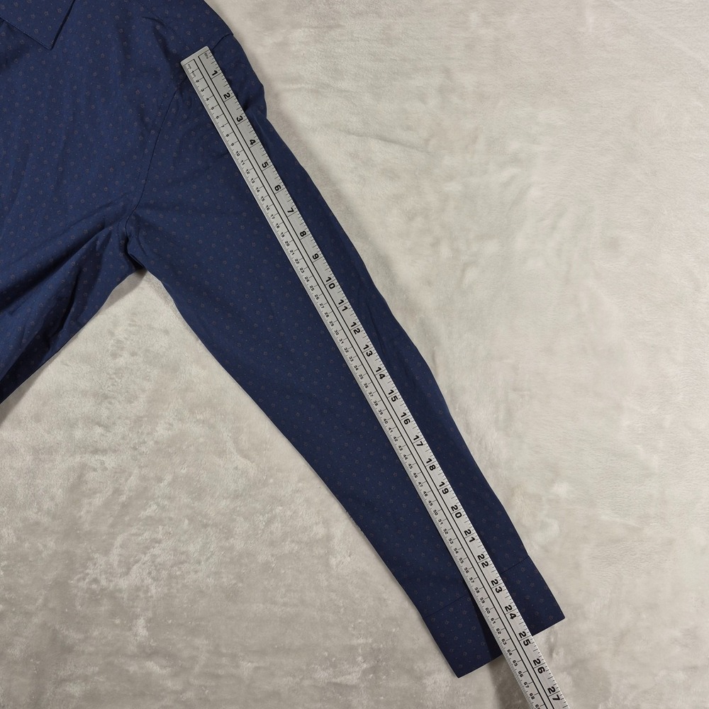 Lucky Brand 4 Way Stretch Button Up Shirt Men's Large Blue Slim Geometric NWT - Picture 4 of 9